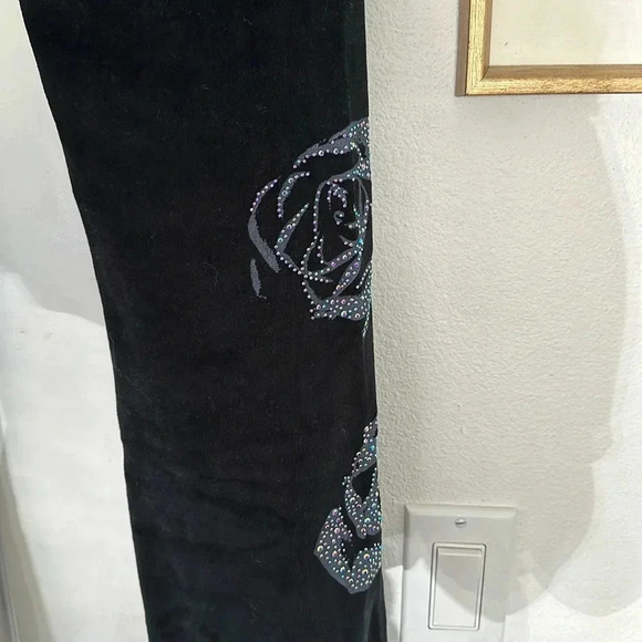 NWT BCBGMaxAzria Velvet Rhinestones Iridescent Roses Hoodie Track Suit 2-Piece - Picture 11 of 13